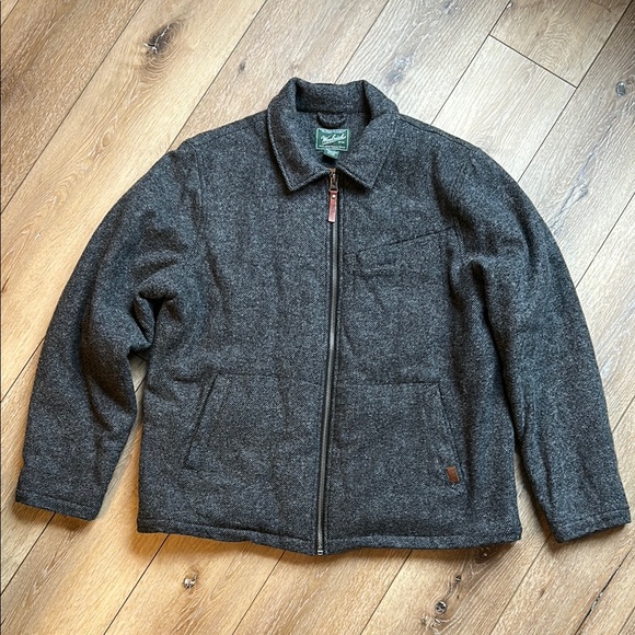 Woolrich Wool Jacket Gray Mens XL Lined Zip Pocket Twill Preppy Old Money - Picture 1 of 9